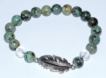 8mm Turquoise/ Quartz with Feather 8mm Turquoise/ Quartz with Feather